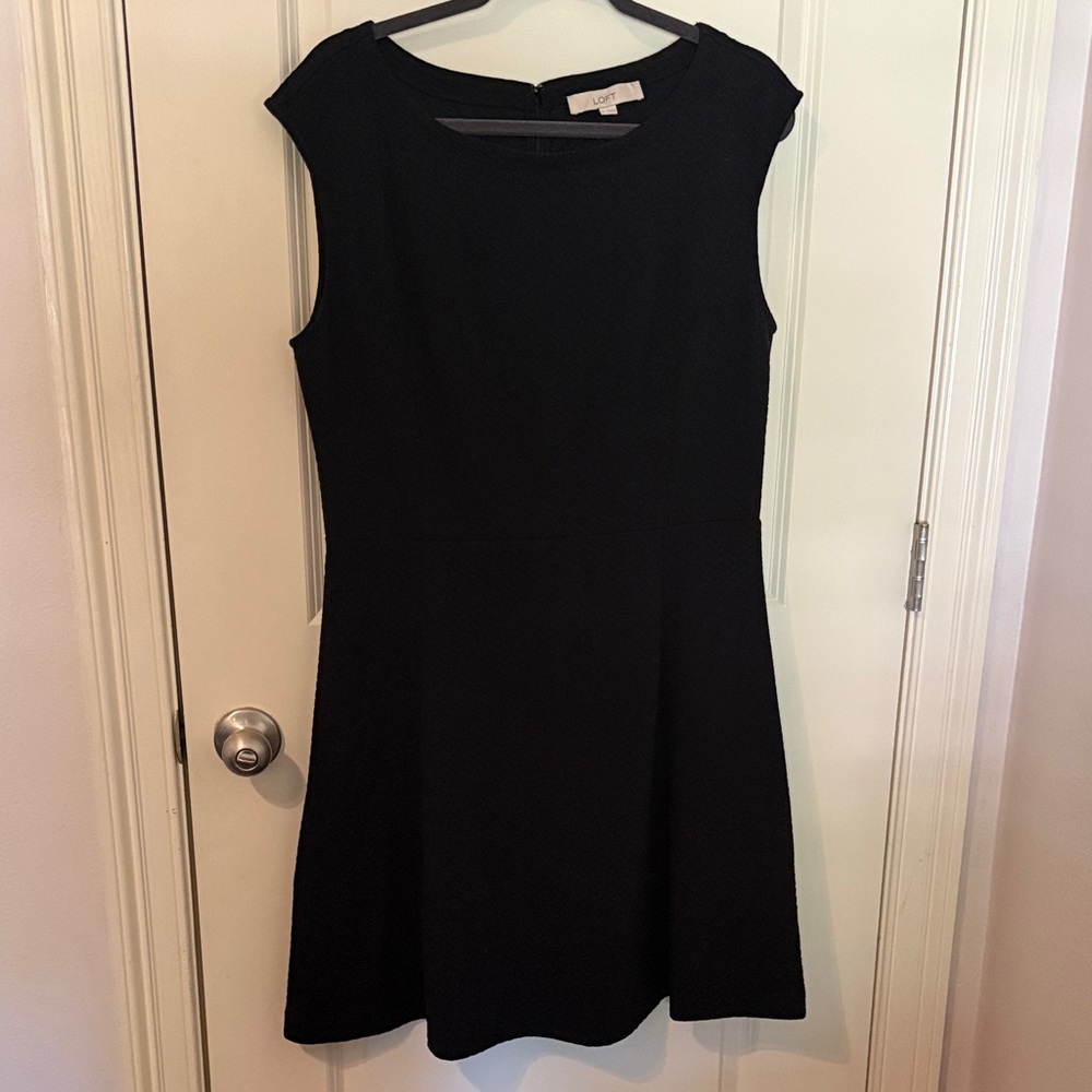 LOFT Black Cap Sleeve Mini Dress